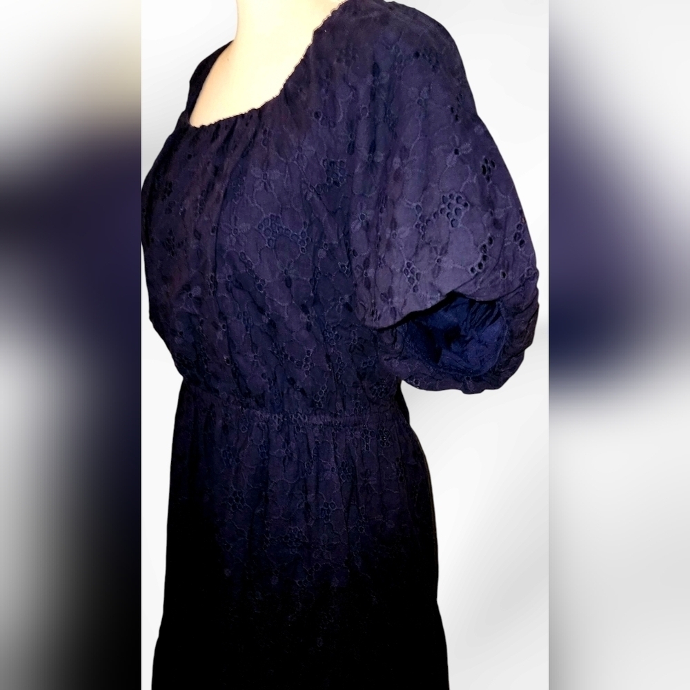 SKIES ARE BLUE NWT PUFFED SLEEVE TIERED MIDI DRESS - Picture 4 of 9